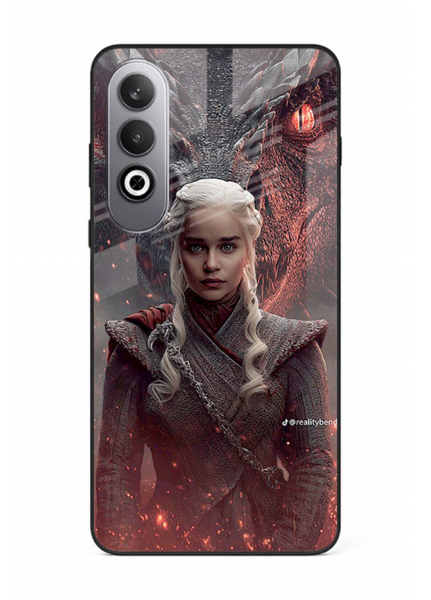 Fantasy queen with dragon artwork printed on tempered glass OnePlus Nord CE4 back cover