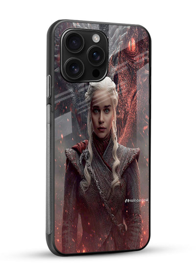 Fantasy queen with dragon artwork printed on tempered glass mobile back cover - 2