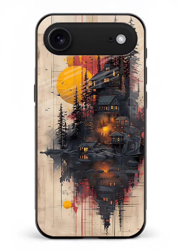 Floating Cabin Sunset warm cabin artwork iphone 17 air glass back cover