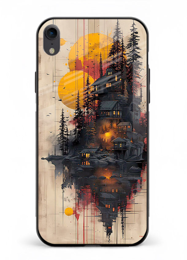 Floating Cabin Sunset warm cabin artwork iphone xr glass back cover