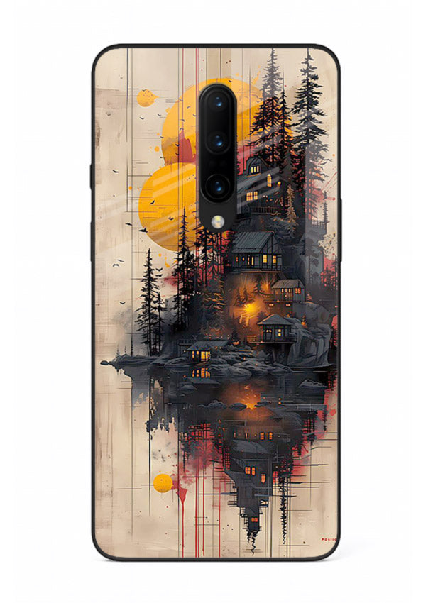 Floating Cabin Sunset warm cabin artwork OnePlus 8 glass back cover