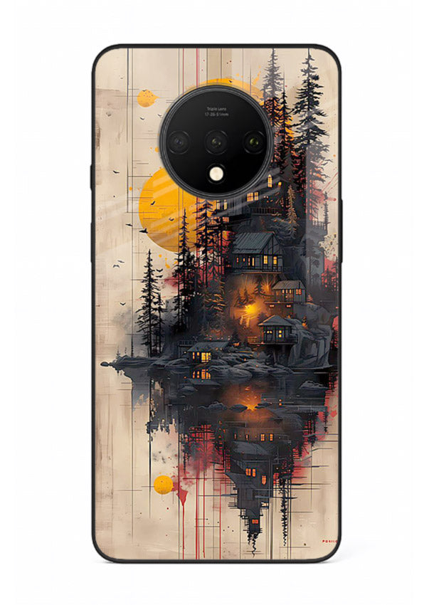 Floating Cabin Sunset warm cabin artwork OnePlus 7T glass back cover