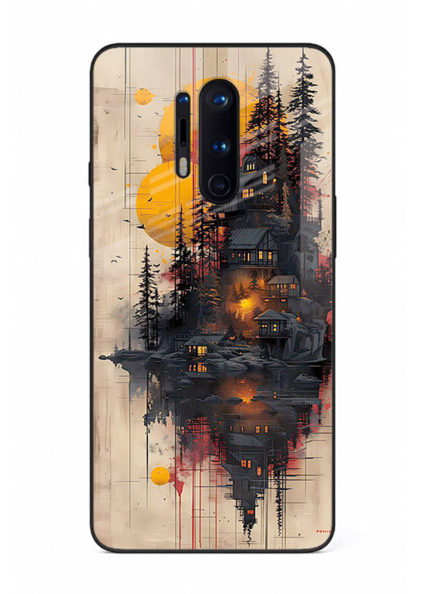 Floating Cabin Sunset warm cabin artwork OnePlus 8 Pro glass back cover