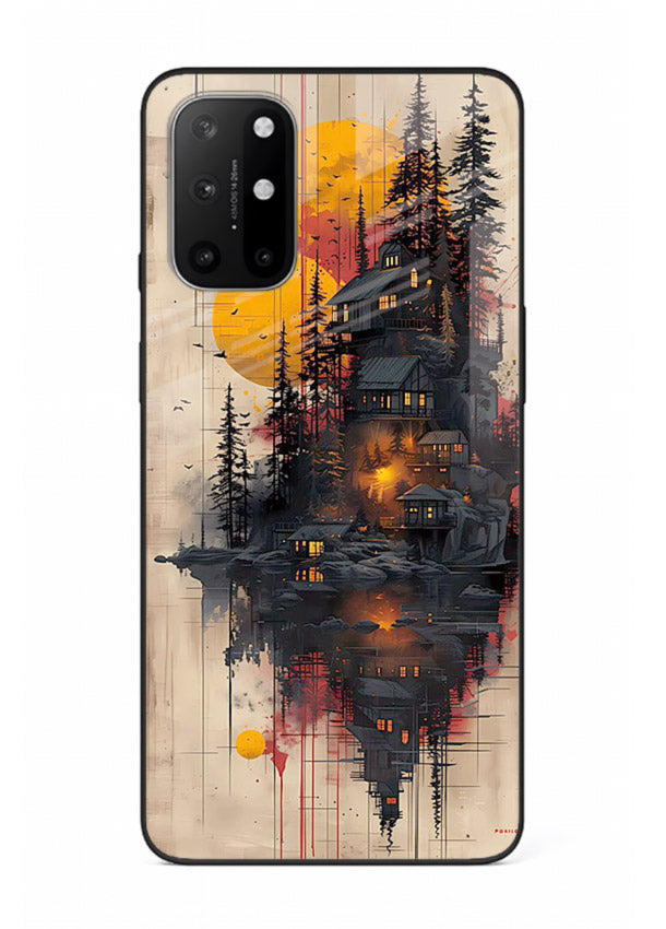 Floating Cabin Sunset warm cabin artwork OnePlus 8T glass back cover