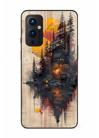 Floating Cabin Sunset warm cabin artwork OnePlus 9 Pro glass back cover