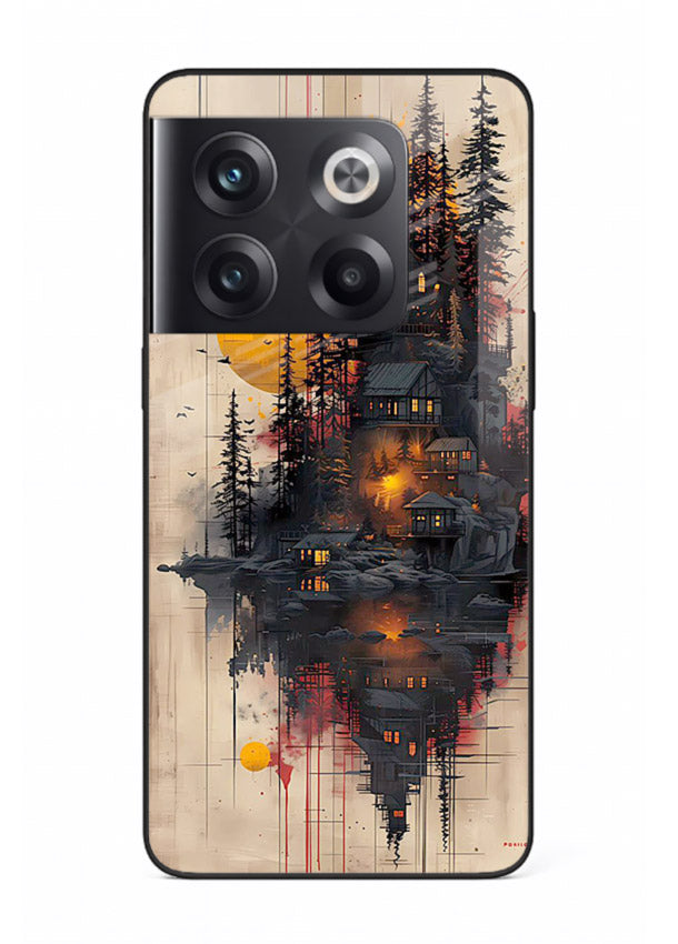Floating Cabin Sunset warm cabin artwork OnePlus 10T glass back cover