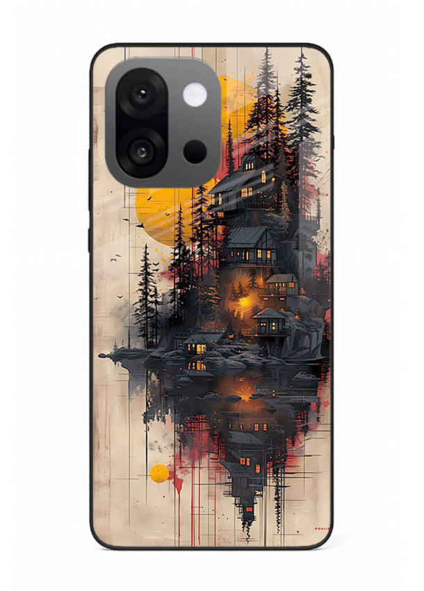 Floating Cabin Sunset warm cabin artwork OnePlus 13s glass back cover