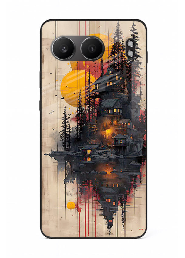 Floating Cabin Sunset warm cabin artwork OnePlus Nord 4 glass back cover