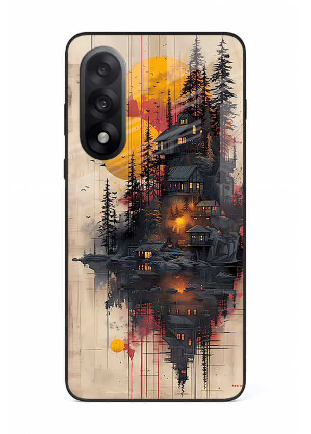 Floating Cabin Sunset warm cabin artwork OnePlus Nord 5 glass back cover
