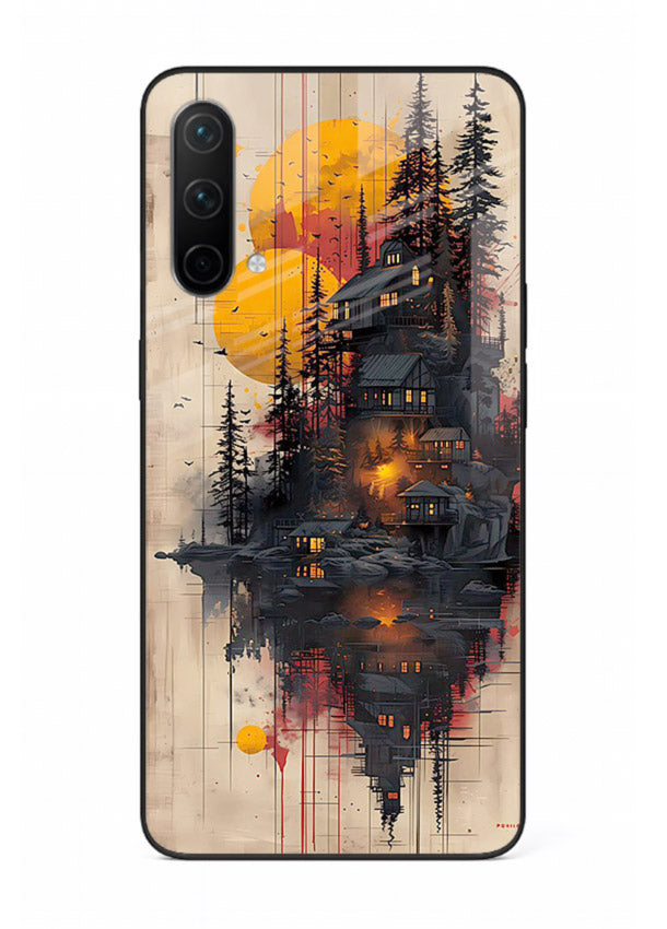 Floating Cabin Sunset warm cabin artwork OnePlus Nord CE 5G glass back cover