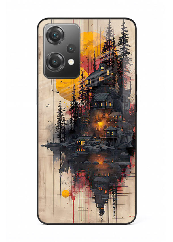 Floating Cabin Sunset warm cabin artwork OnePlus Nord CE2 Lite 5G glass back cover