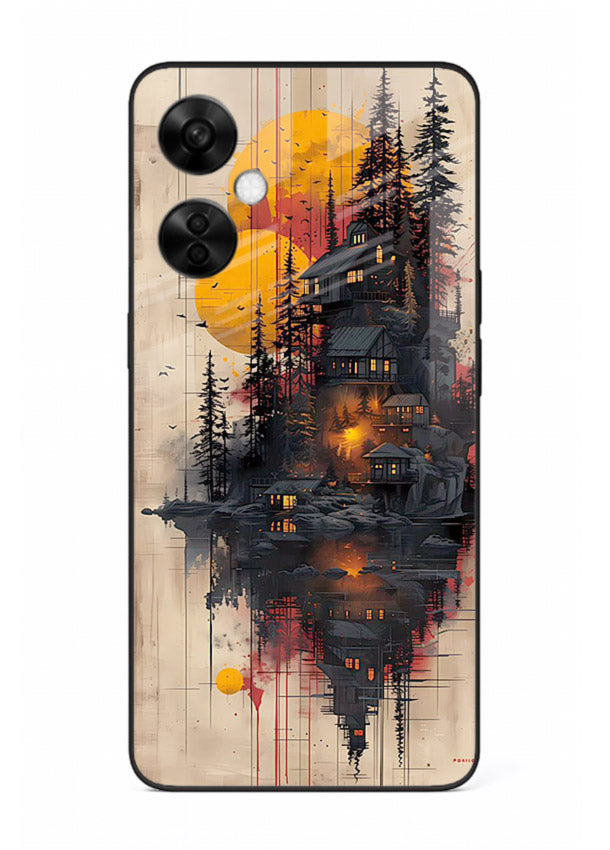 Floating Cabin Sunset warm cabin artwork OnePlus Nord CE3 Lite glass back cover