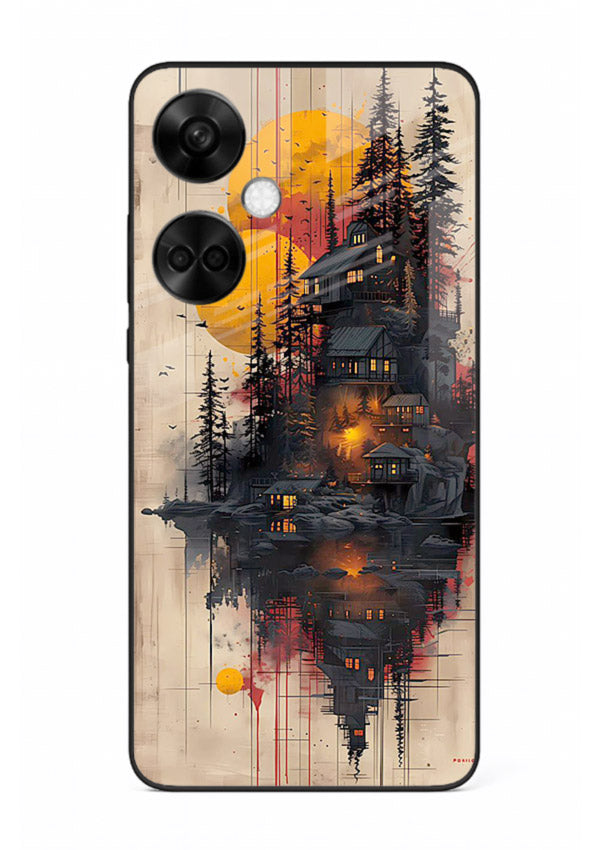 Floating Cabin Sunset warm cabin artwork OnePlus Nord CE3 glass back cover
