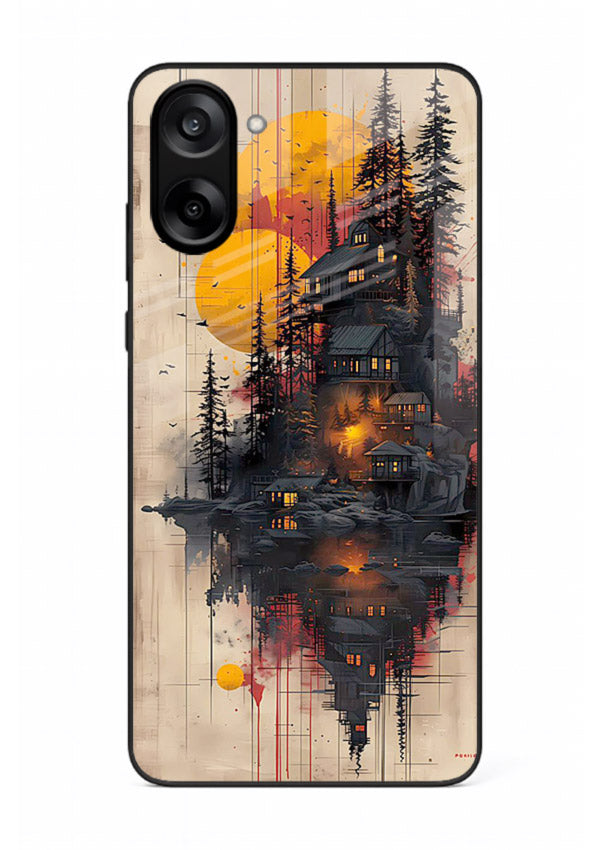 Floating Cabin Sunset warm cabin artwork OnePlus Nord CE5 glass back cover