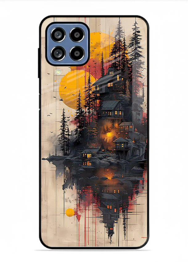 Floating Cabin Sunset warm cabin artwork Samsung F12 5G glass back cover