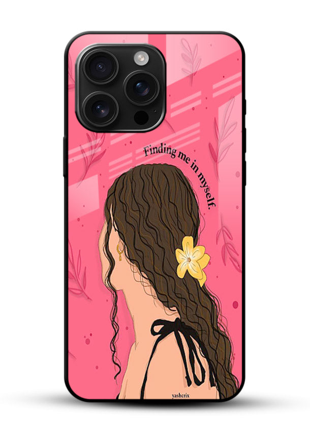 Floral Girl Portrait pastel illustration glossy vibrant premium glass back cover - Angle Front