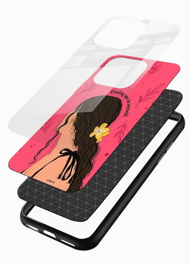Floral Girl Portrait pastel illustration glossy vibrant premium glass back cover - Angle Layers