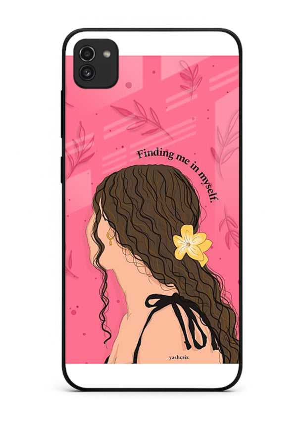 Floral Girl Portrait pastel illustration Samsung A03 glass back cover