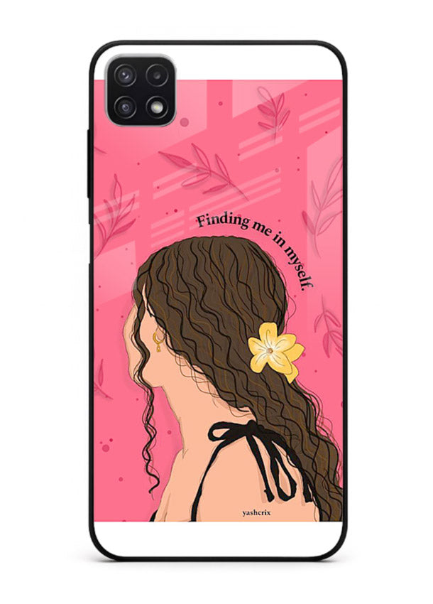 Floral Girl Portrait pastel illustration Samsung F42 5G glass back cover