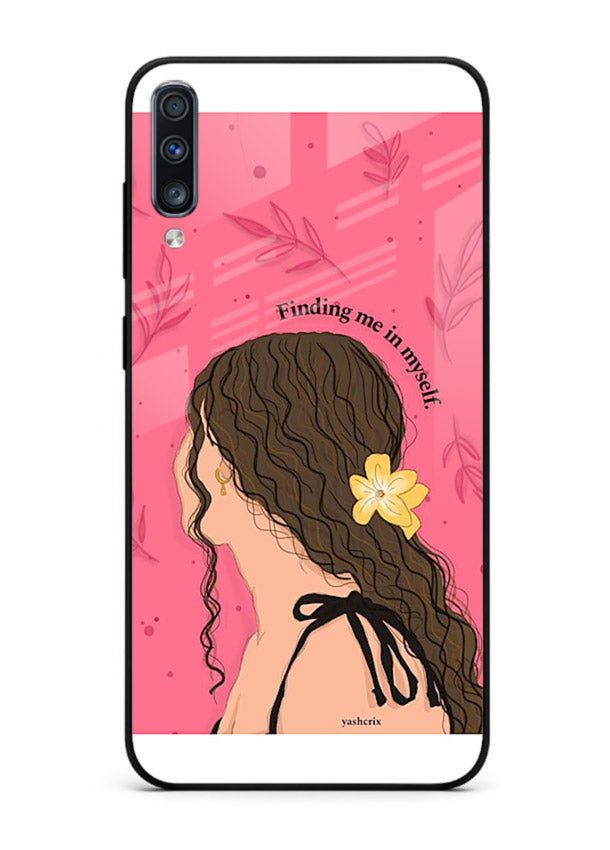 Floral Girl Portrait pastel illustration Samsung A70 glass back cover