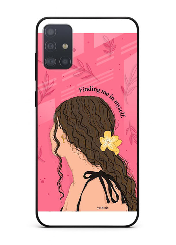 Floral Girl Portrait pastel illustration Samsung A51 glass back cover