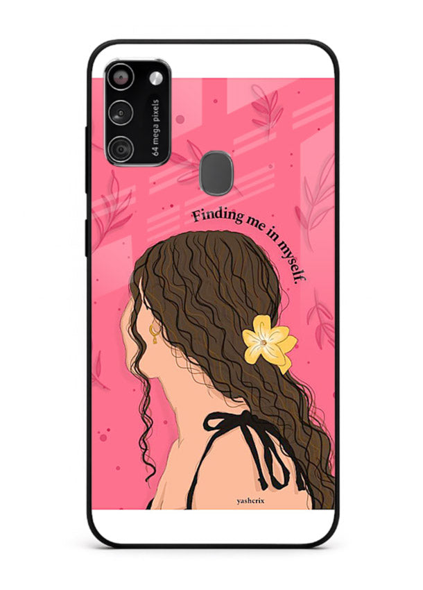 Floral Girl Portrait pastel illustration Samsung M30s glass back cover