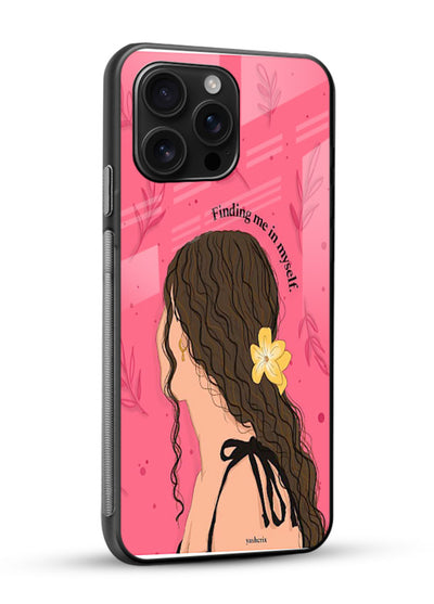 Floral Girl Portrait pastel illustration glossy vibrant premium glass back cover - Angle Side