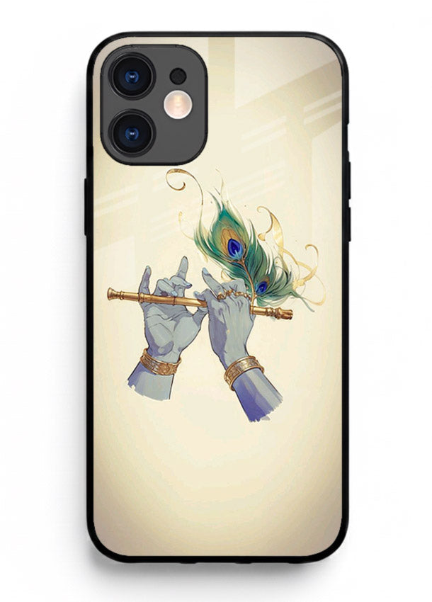 Krishna flute feather artwork iphone 12 glass back cover
