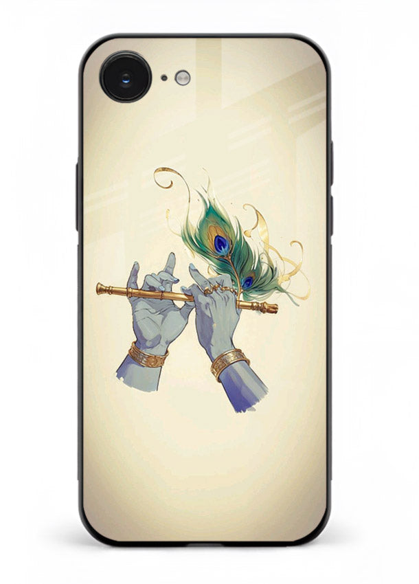 Krishna flute feather artwork iphone 16e glass back cover
