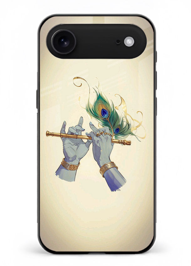 Krishna flute feather artwork iphone 17 air glass back cover