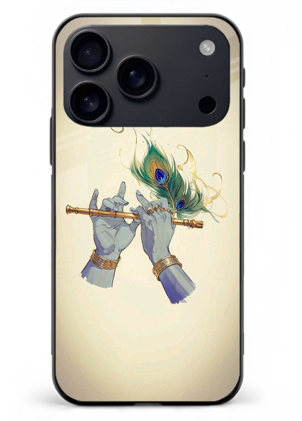 Krishna flute feather artwork iphone 18 pro max glass back cover