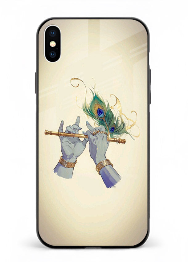 Krishna flute feather artwork iphone xs max glass back cover