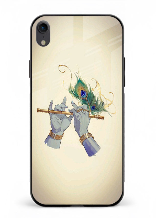 Krishna flute feather artwork iphone xr glass back cover