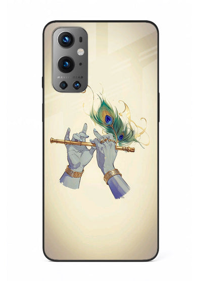 Krishna flute feather artwork OnePlus 9 glass back cover