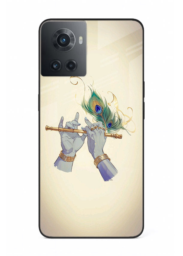 Krishna flute feather artwork OnePlus 10R glass back cover