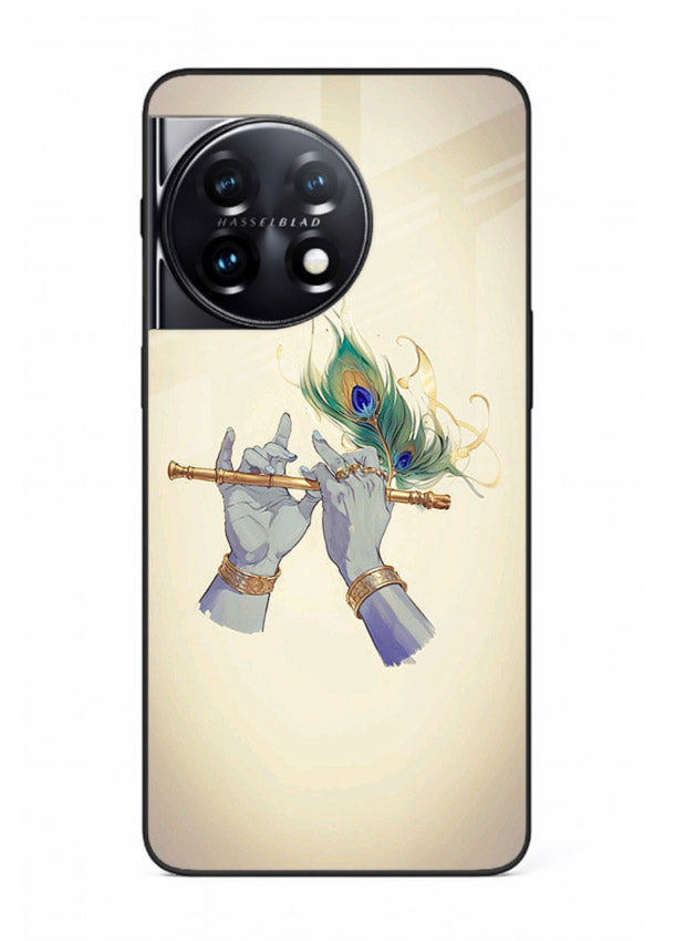 Krishna flute feather artwork OnePlus 11R glass back cover