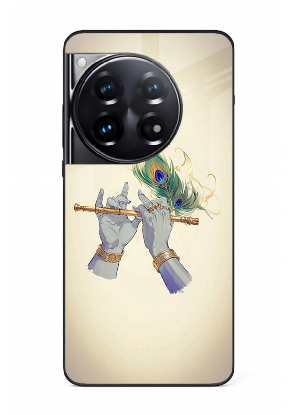 Krishna flute feather artwork OnePlus 12 glass back cover