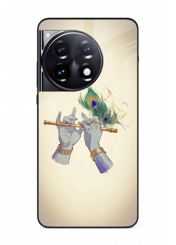 Krishna flute feather artwork OnePlus 12R glass back cover