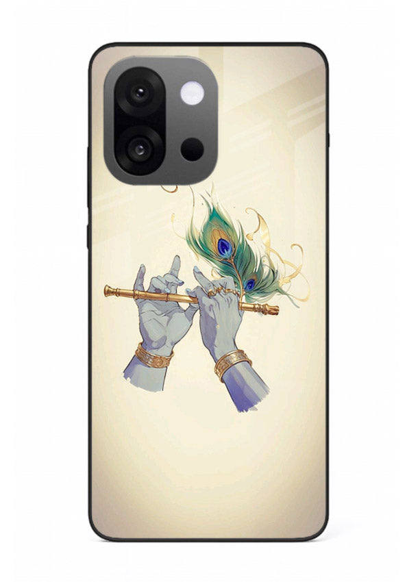Krishna flute feather artwork OnePlus 13s glass back cover
