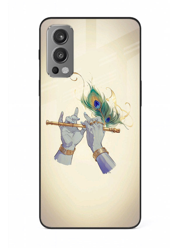 Krishna flute feather artwork OnePlus Nord 2 glass back cover