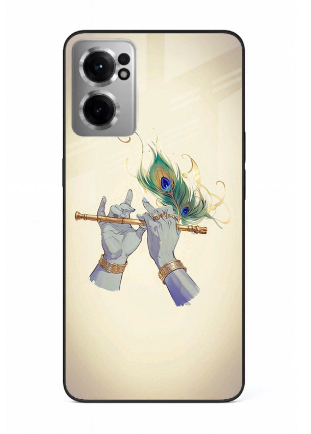 Krishna flute feather artwork OnePlus Nord CE2 5G glass back cover