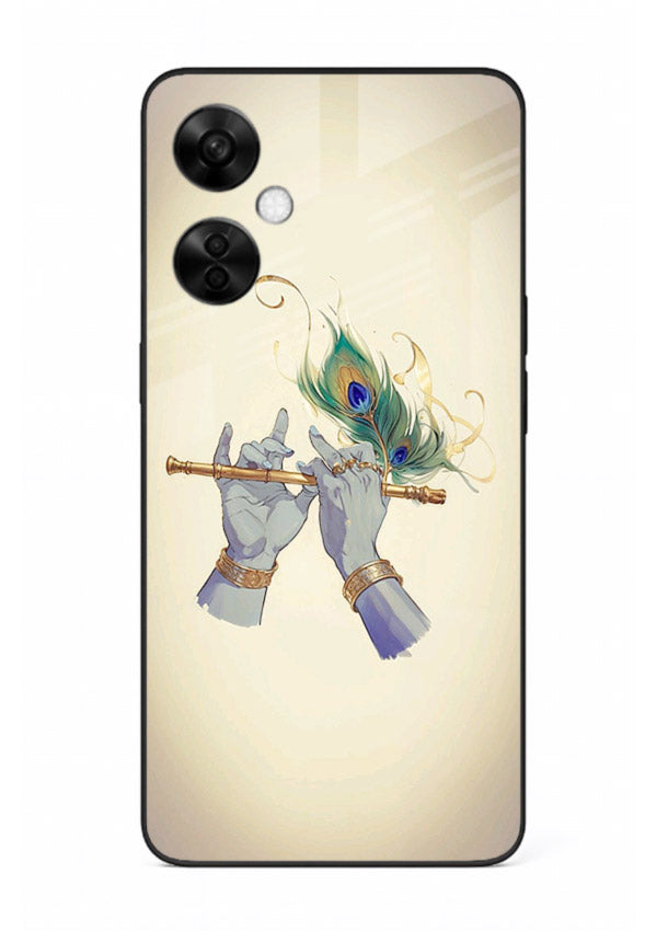 Krishna flute feather artwork OnePlus Nord CE3 Lite glass back cover