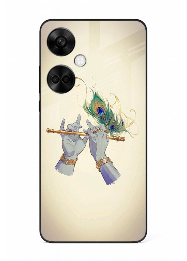 Krishna flute feather artwork OnePlus Nord CE3 glass back cover