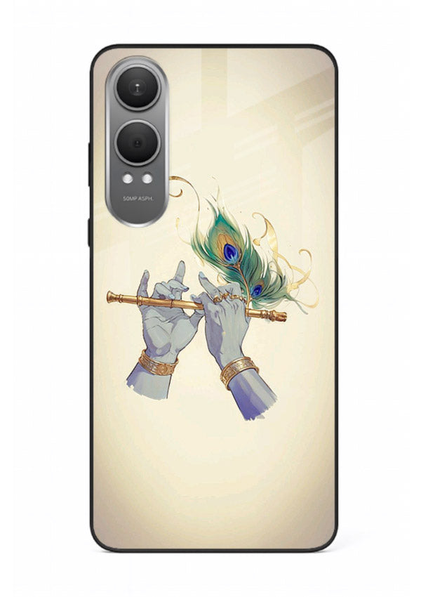 Krishna flute feather artwork OnePlus Nord CE4 Lite glass back cover