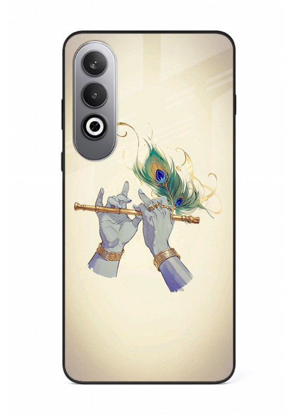 Krishna flute feather artwork OnePlus Nord CE4 glass back cover