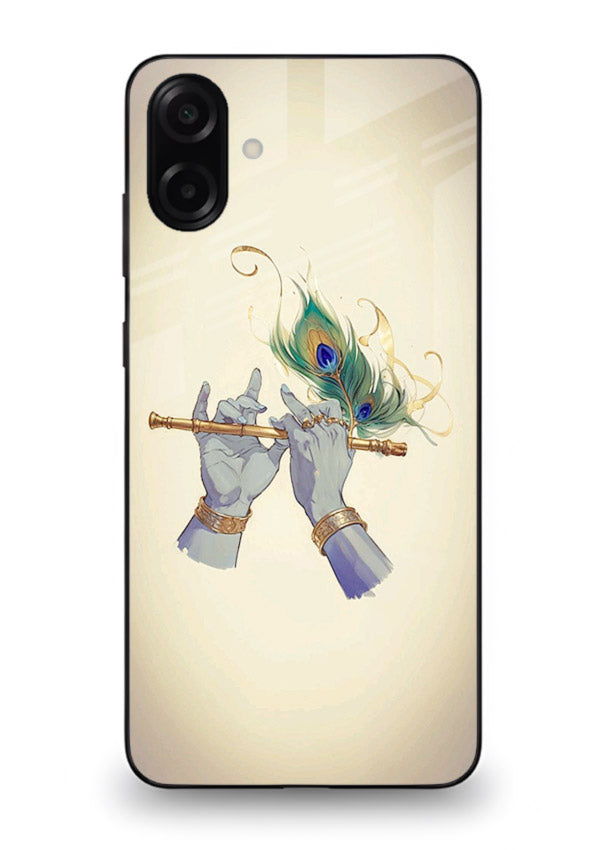 Krishna flute feather artwork Samsung A06 5G glass back cover