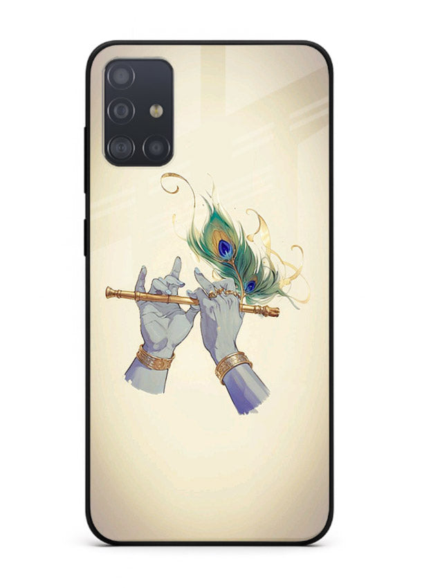 Krishna flute feather artwork Samsung A71 glass back cover