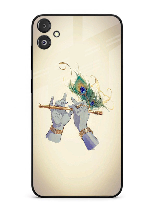 Krishna flute feather artwork Samsung F04 5G glass back cover