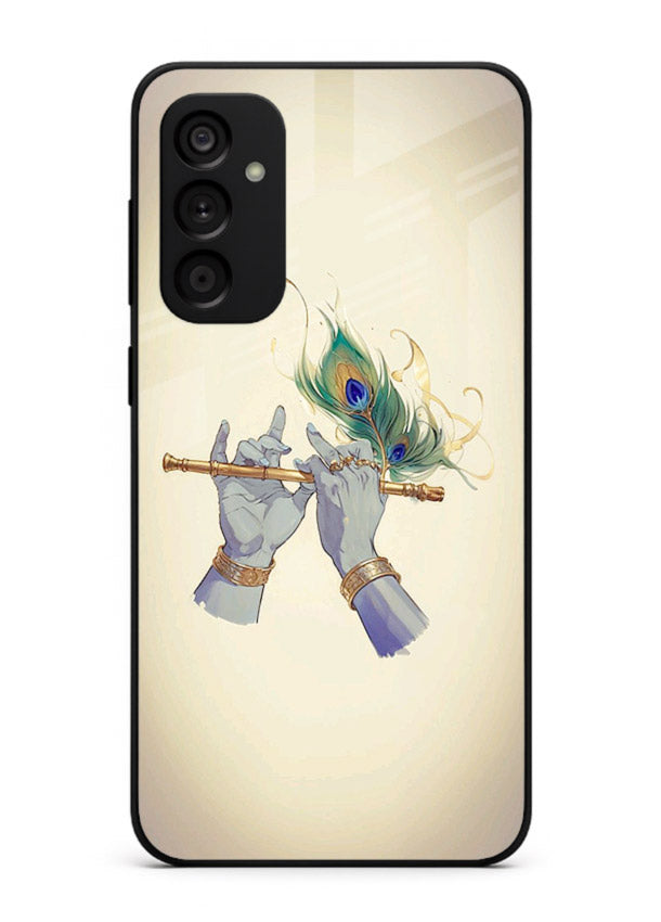 Krishna flute feather artwork Samsung M14 4G glass back cover