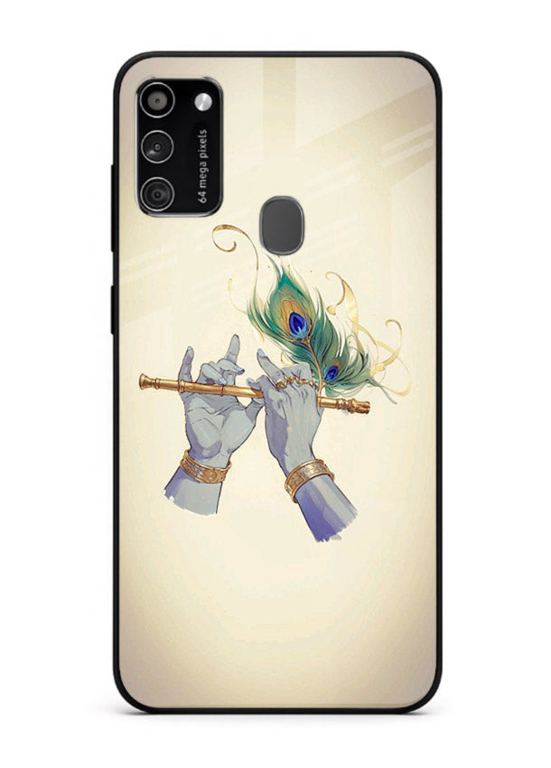 Krishna flute feather artwork Samsung M30s glass back cover